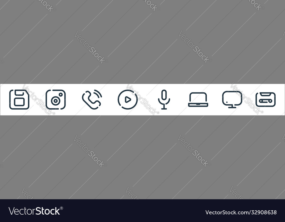 Multimedia line icons linear set quality vector image Multimedia line icons linear set quality