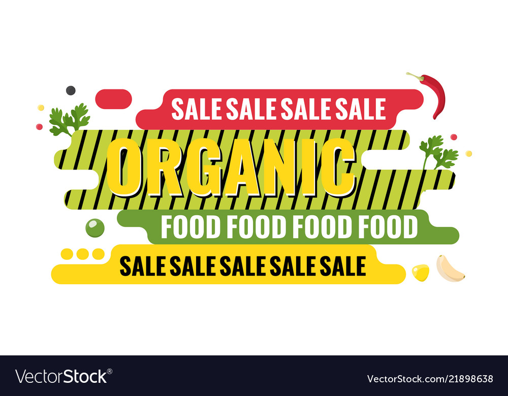 Organic Food Sale Web Banner Geometric Graphic Vector Image