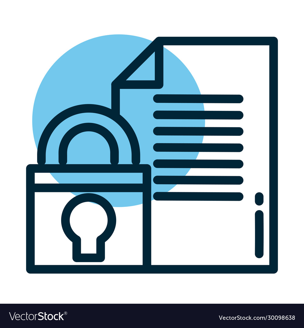 Padlock with document line style icon
