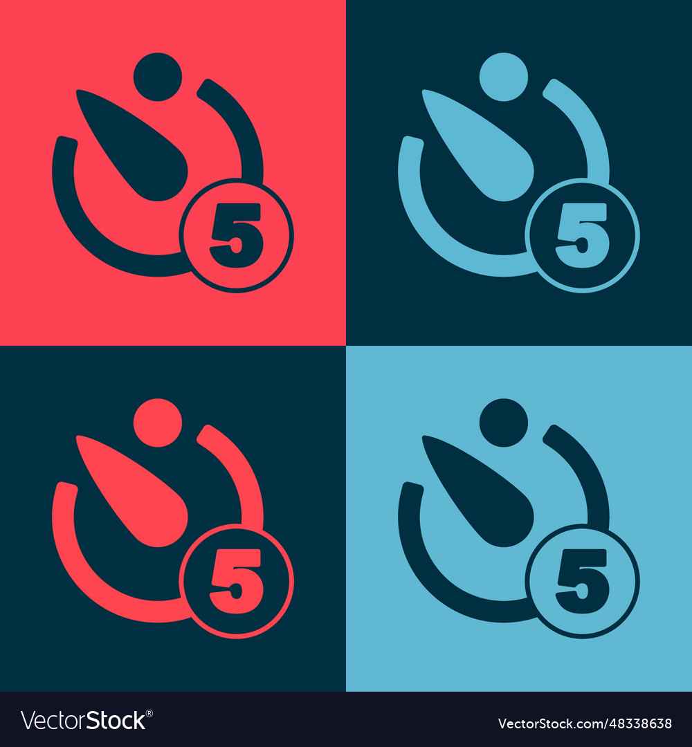 Pop art camera timer icon isolated on color