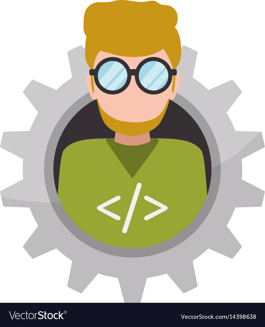 Programmer man faceless glasses Royalty Free Vector Image