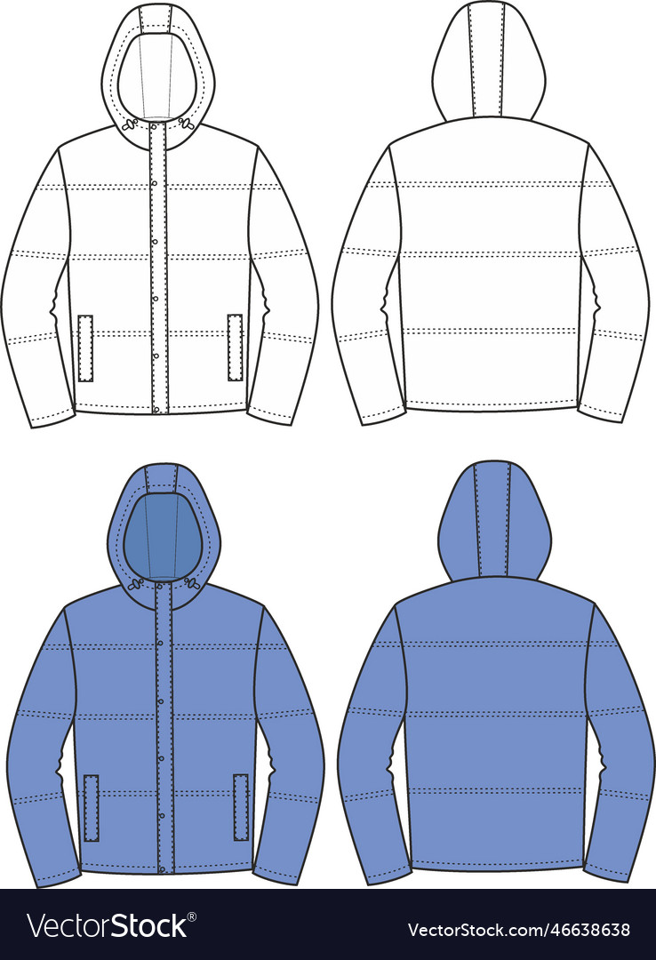 Quilted warm jacket with hood Royalty Free Vector Image