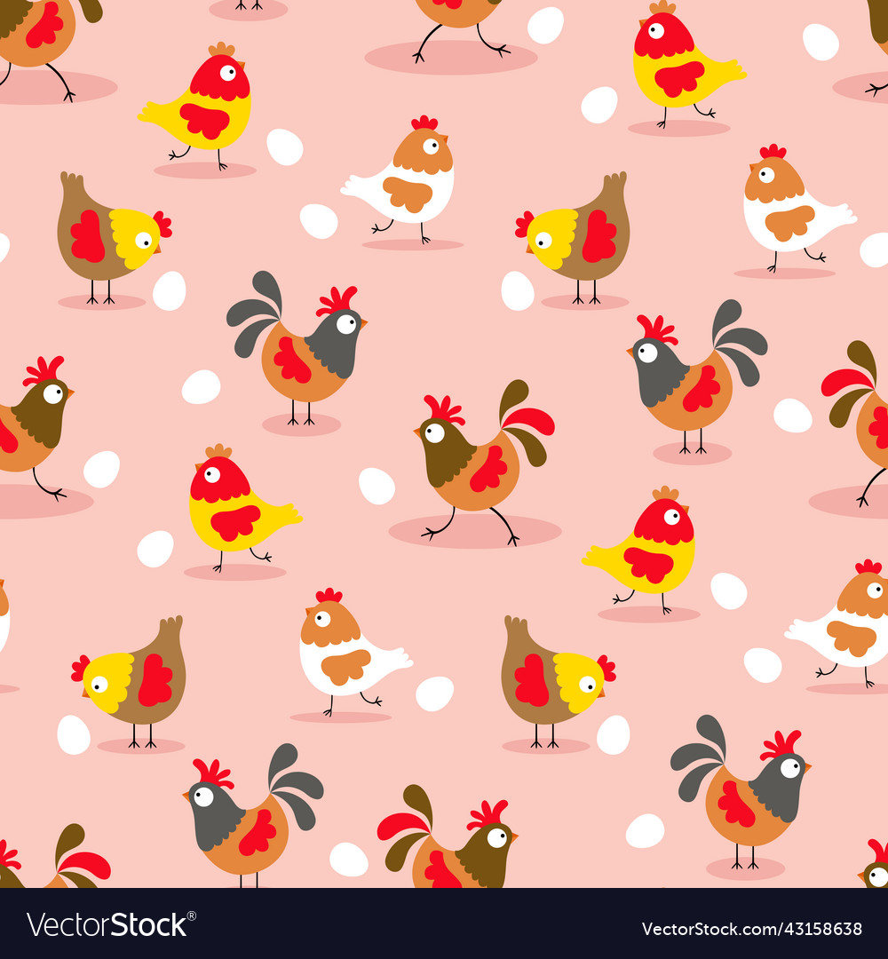 Seamless background pattern with chickens vector image Seamless background pattern with chickens