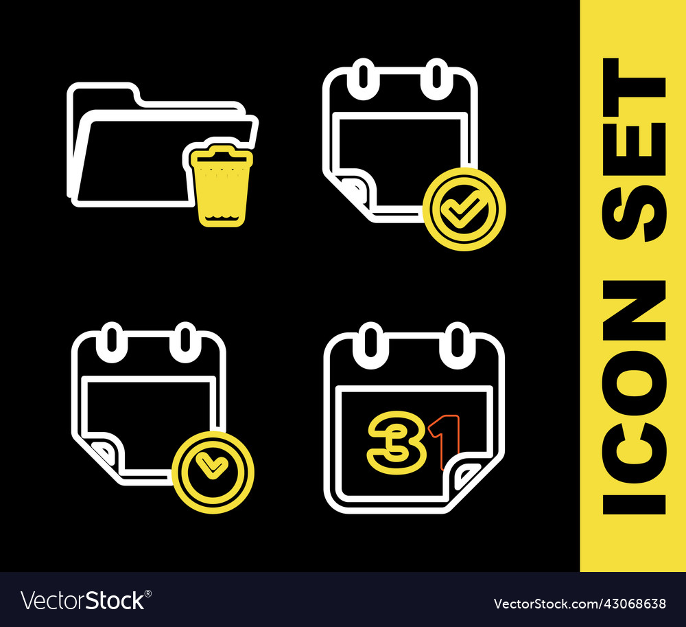 Set line calendar with check mark and clock vector image Set line calendar with check mark and clock