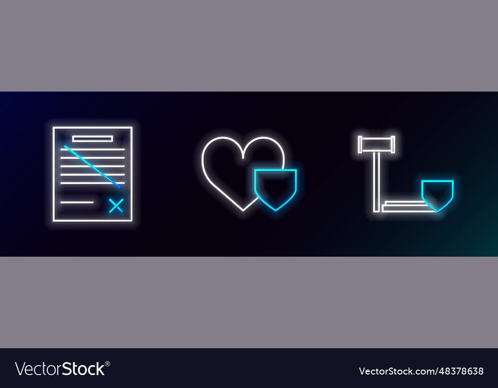 Set line judge gavel with shield delete file vector image Set line judge gavel with shield delete file