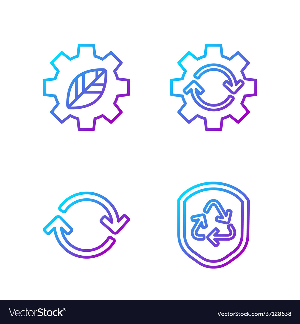 Set line recycle symbol inside shield refresh vector image Set line recycle symbol inside shield refresh