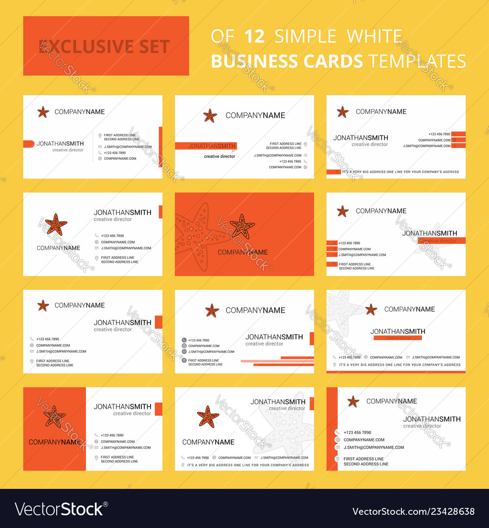 Set of 12 star fish creative business card