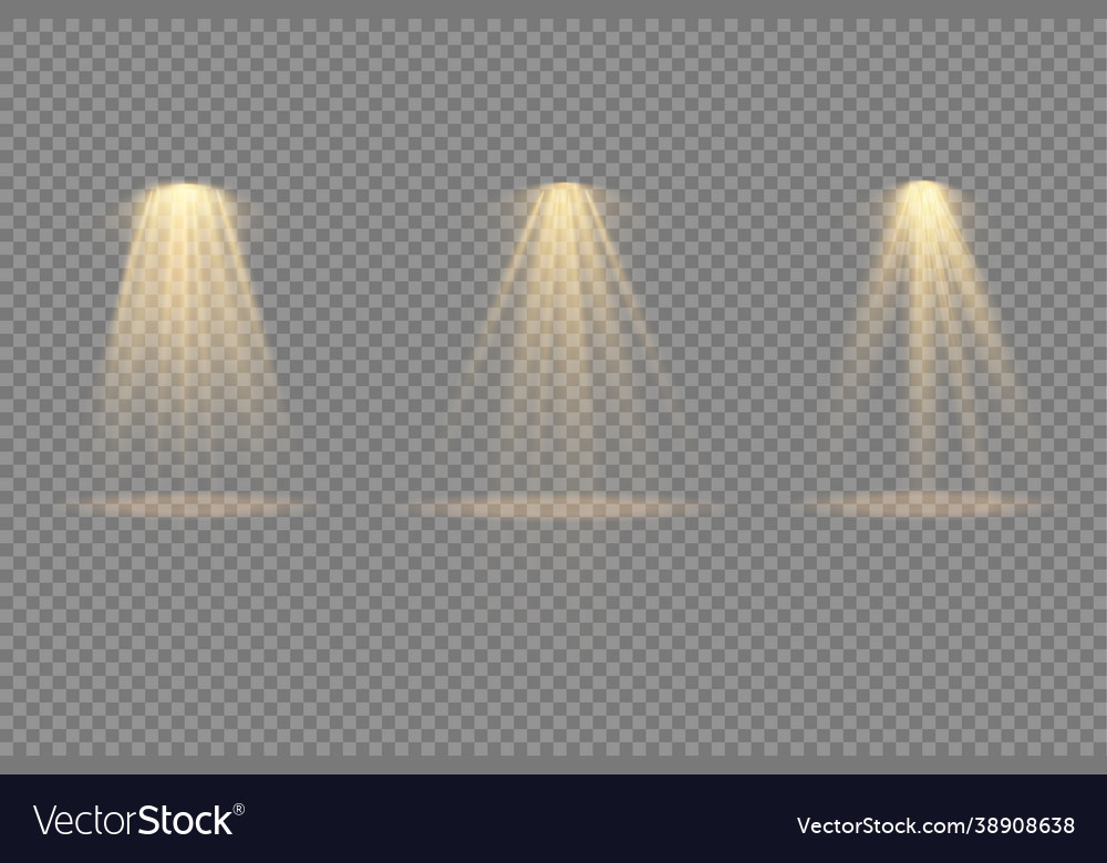 Set yellow spotlight projector light effect Vector Image