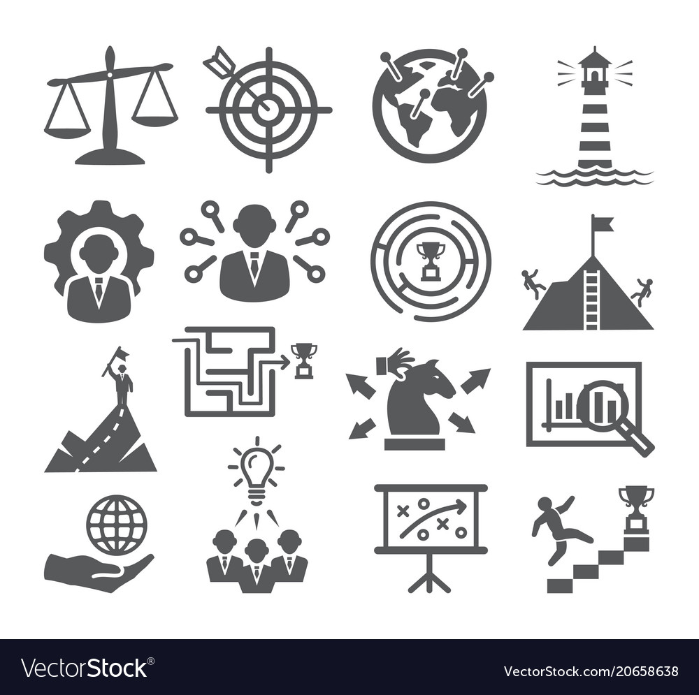 Strategy and management icons Royalty Free Vector Image