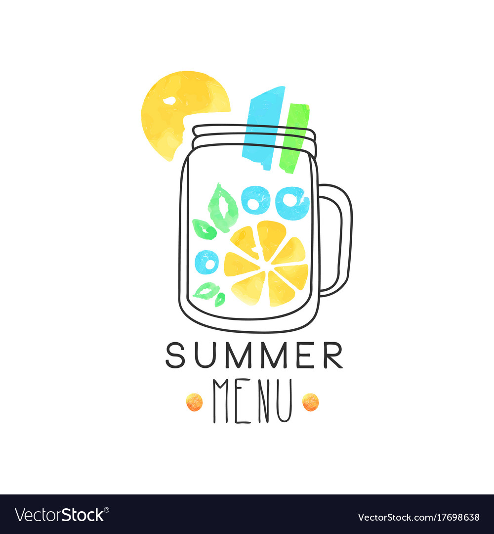 Summer menu logo badge for restaurant cafe Vector Image