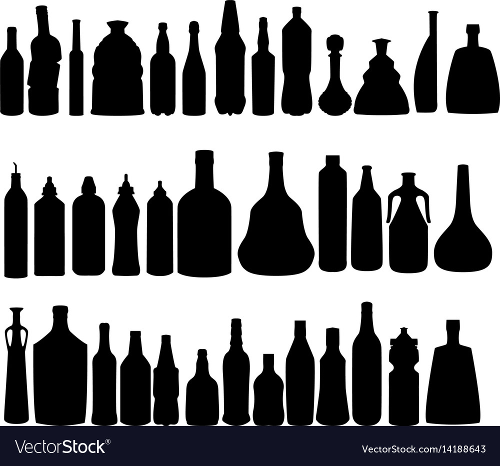 Alcohol bottles silhouettes set Royalty Free Vector Image