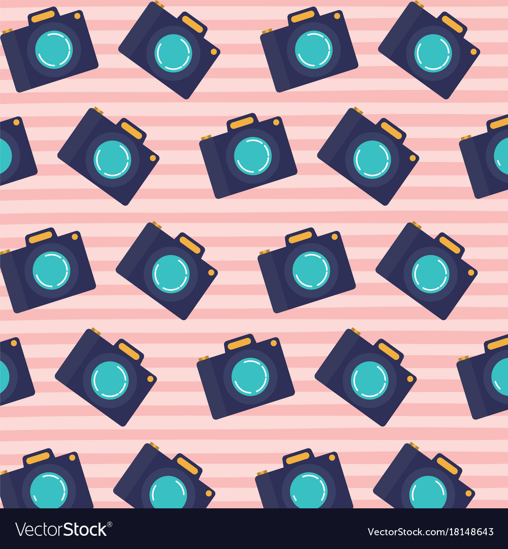 Analog camera pattern set on pop art linear color