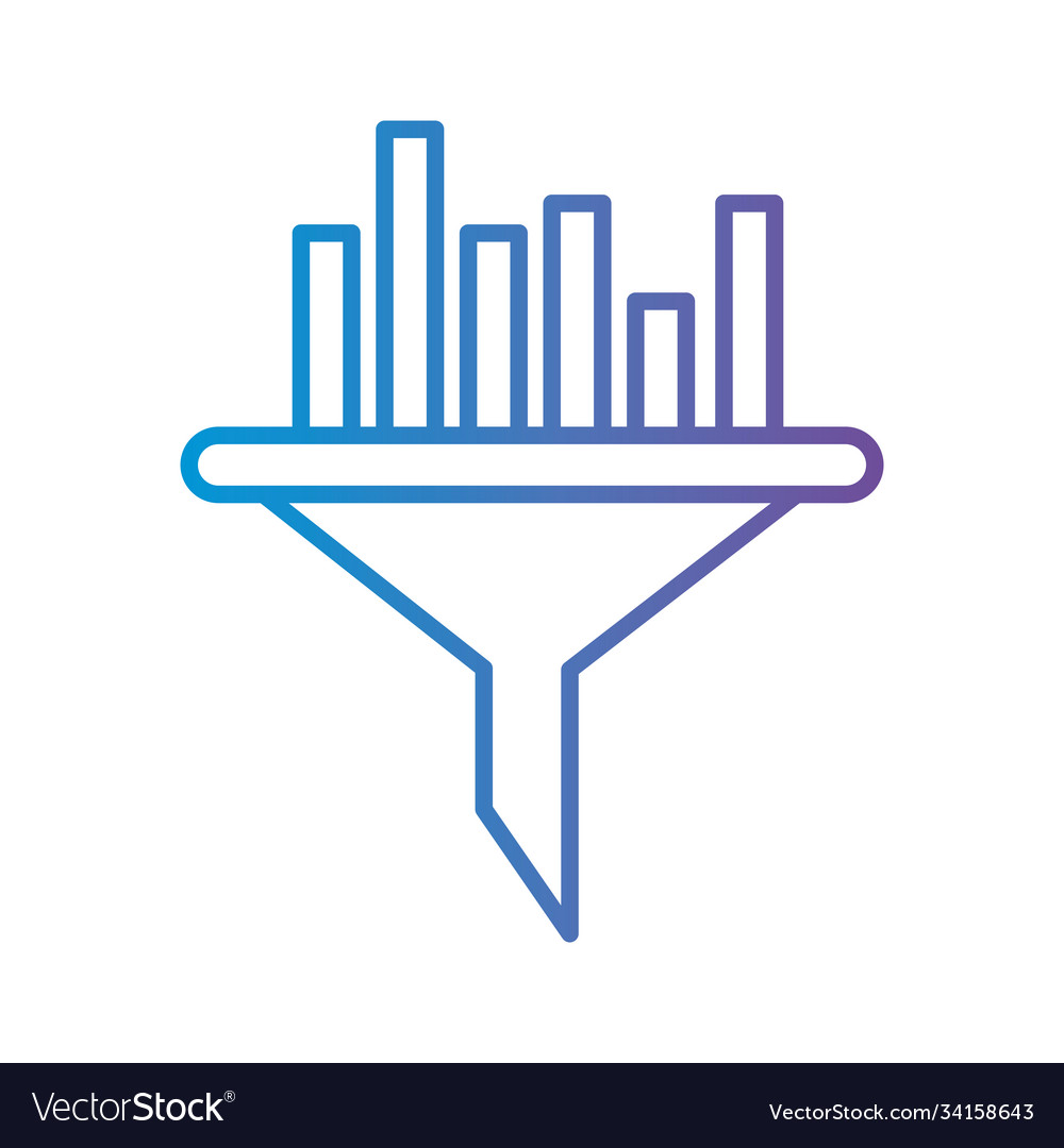 Bars chart on funnel gradient style icon