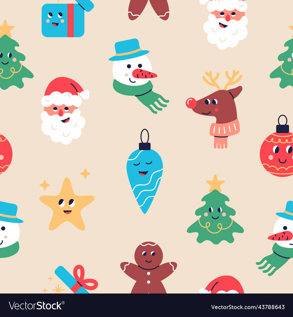 Christmas seamless pattern from cute trendy