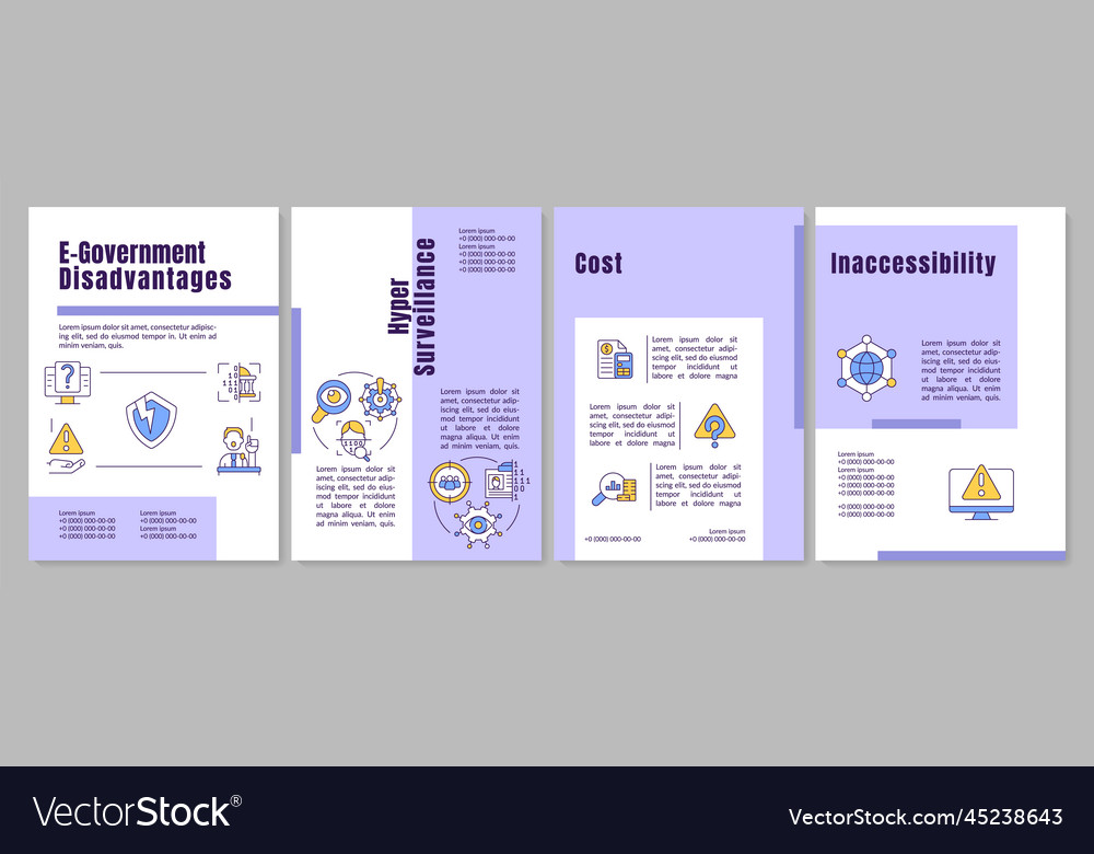 E-government disadvantages purple brochure Vector Image