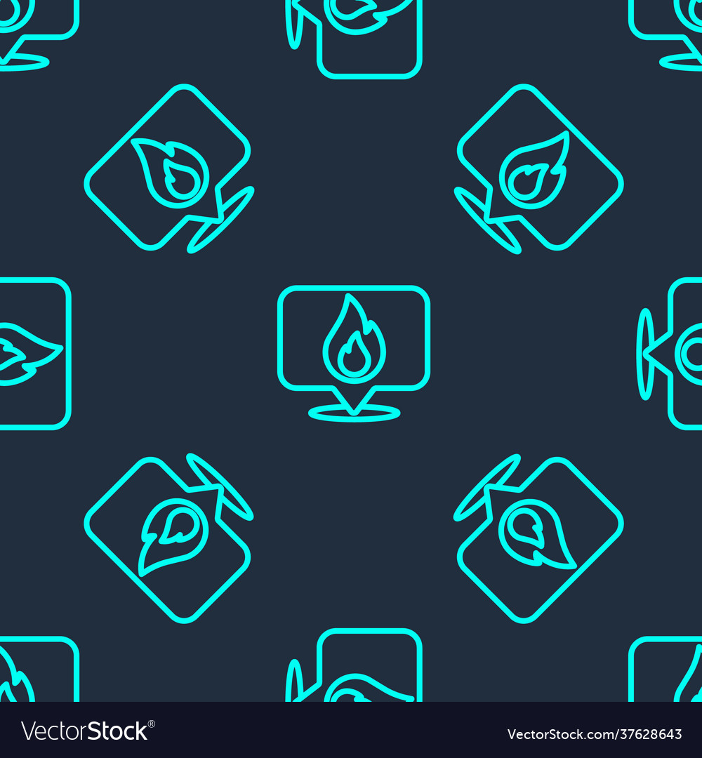 Green line map pointer with fire flame icon