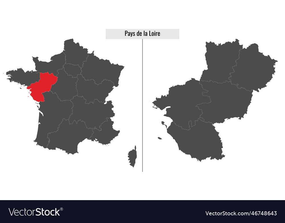 Map Of Pays De La Loire Region Of France Vector Image