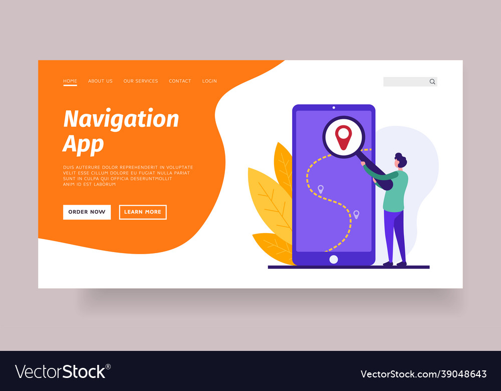 Mobile application for navigation laying web Vector Image Mobile application for navigation laying web