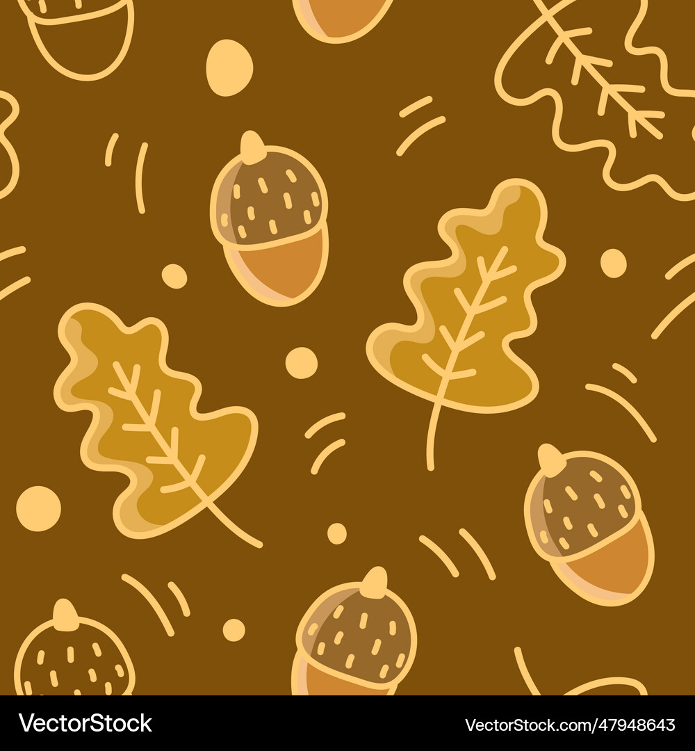 Oak leaves seamless pattern background Royalty Free Vector