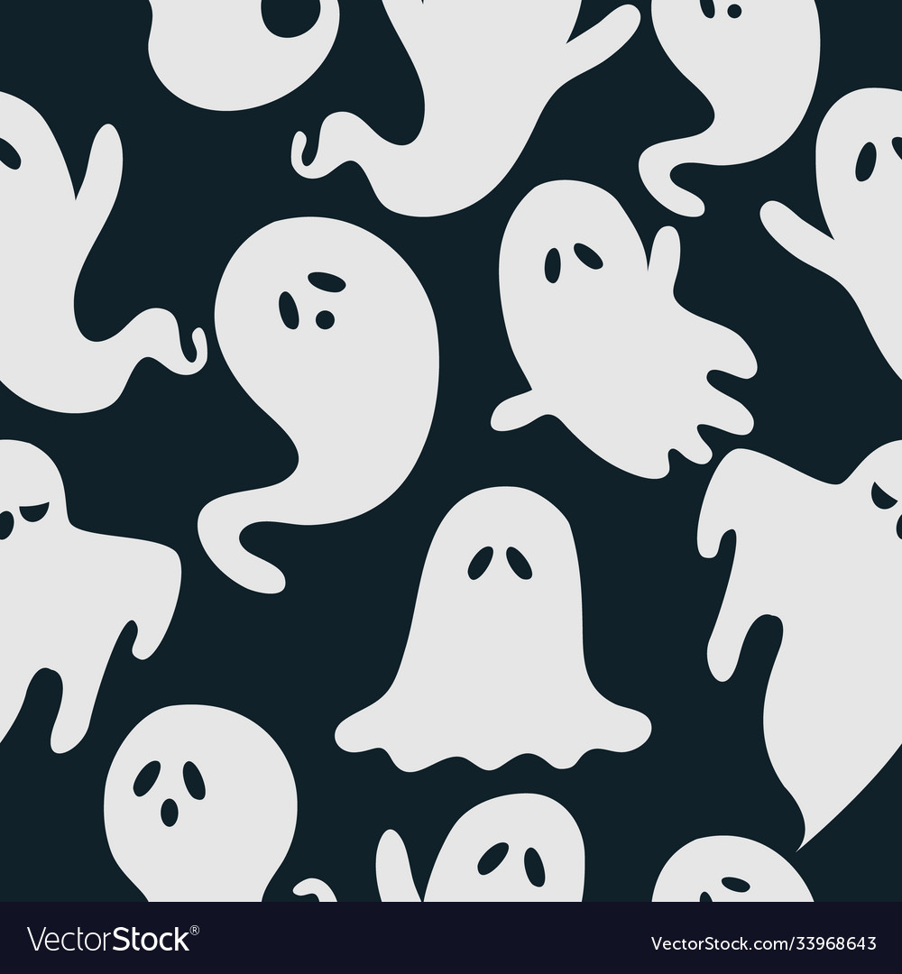 Seamless black and white halloween pattern hand