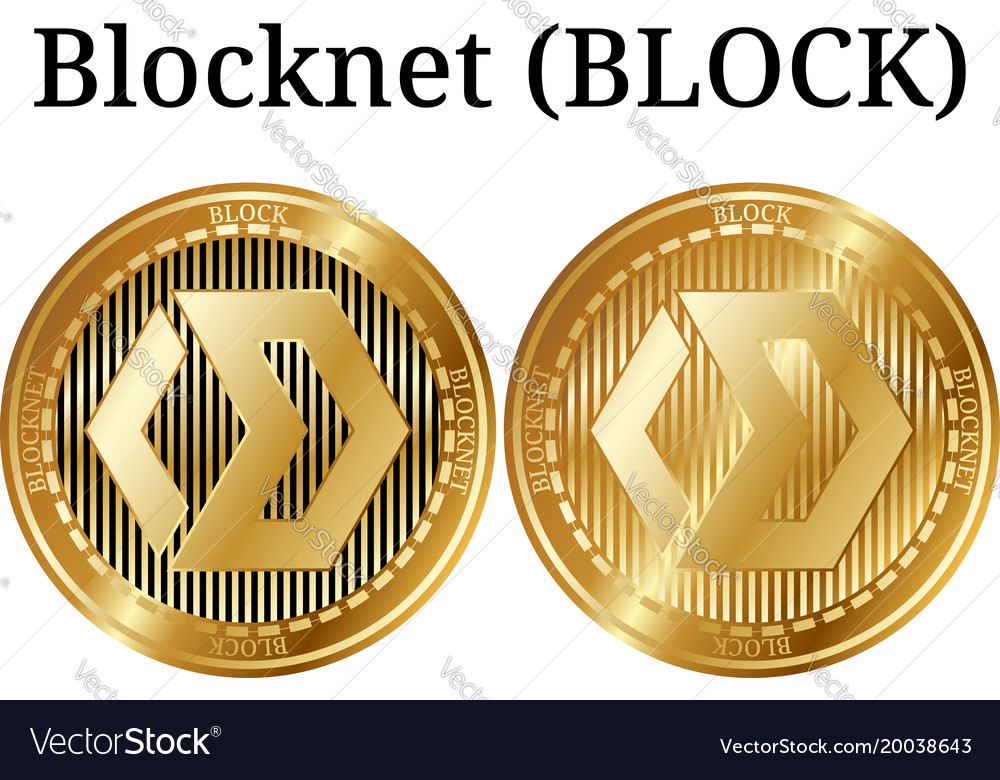 Set of physical golden coin blocknet block