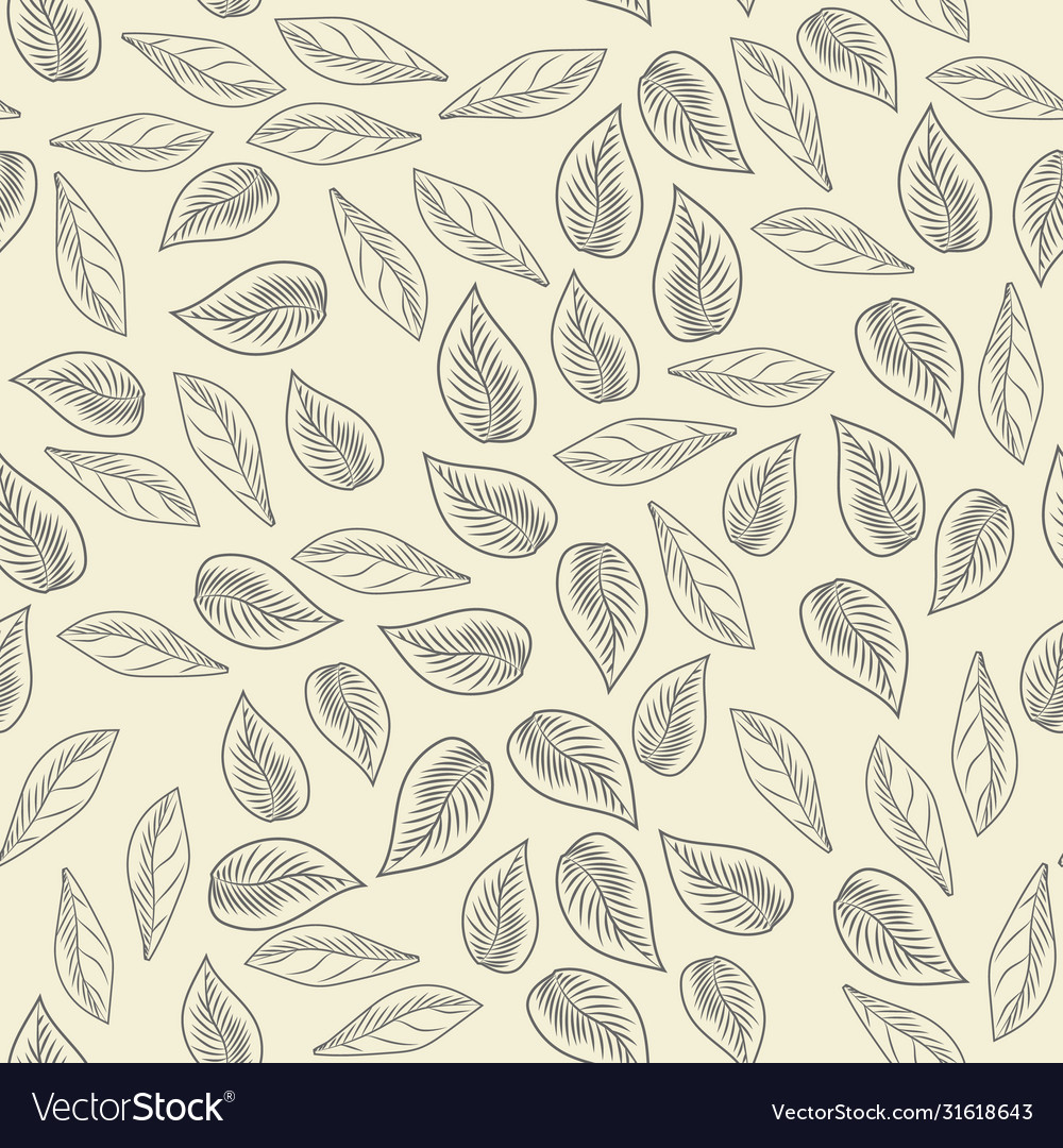 Simple leaf seamless pattern monochrome leaves