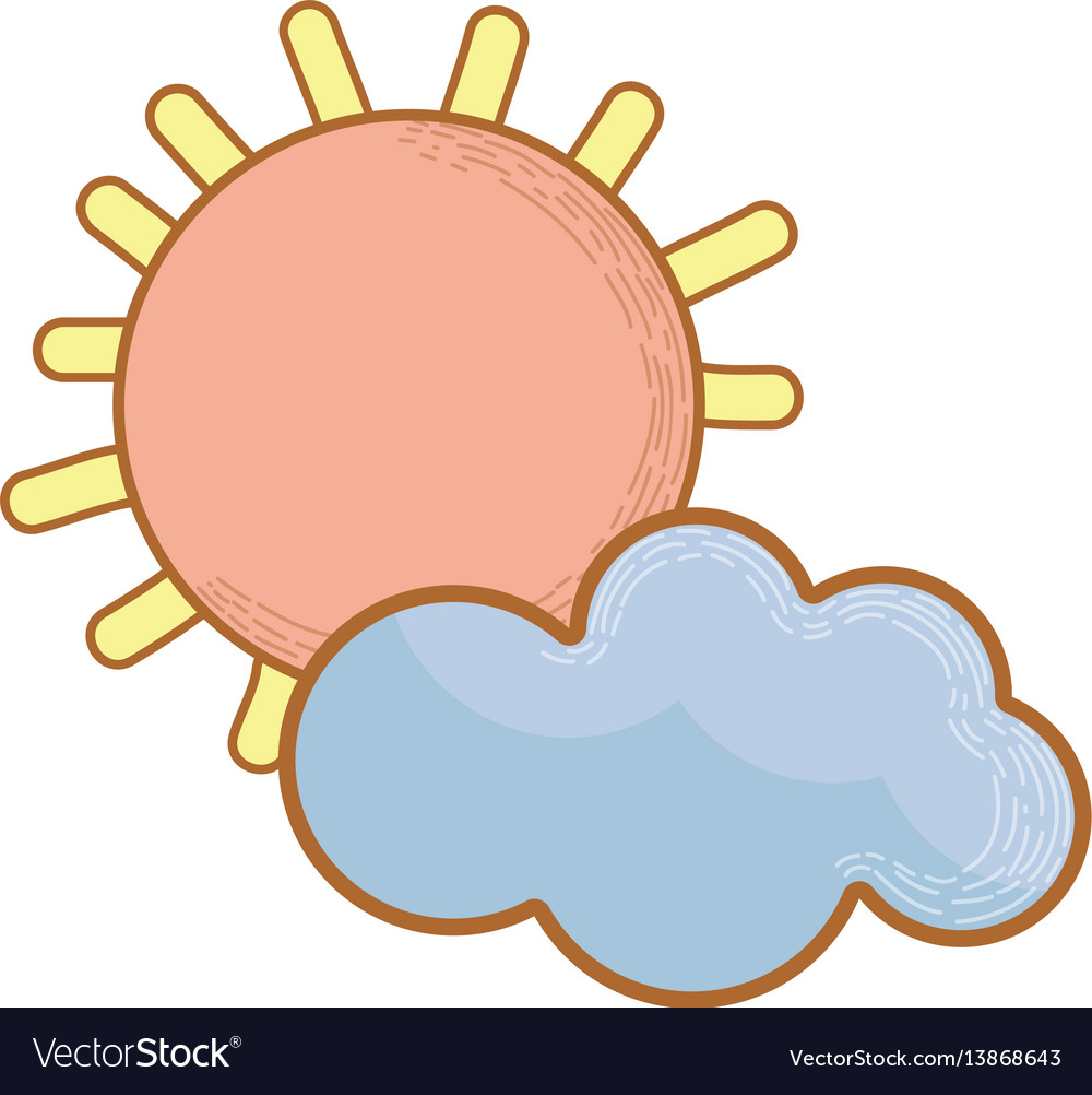 Sun and cloud cartoon character