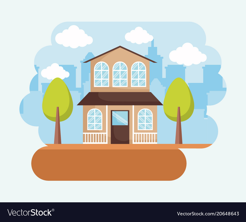 Two-floor house icon Royalty Free Vector Image