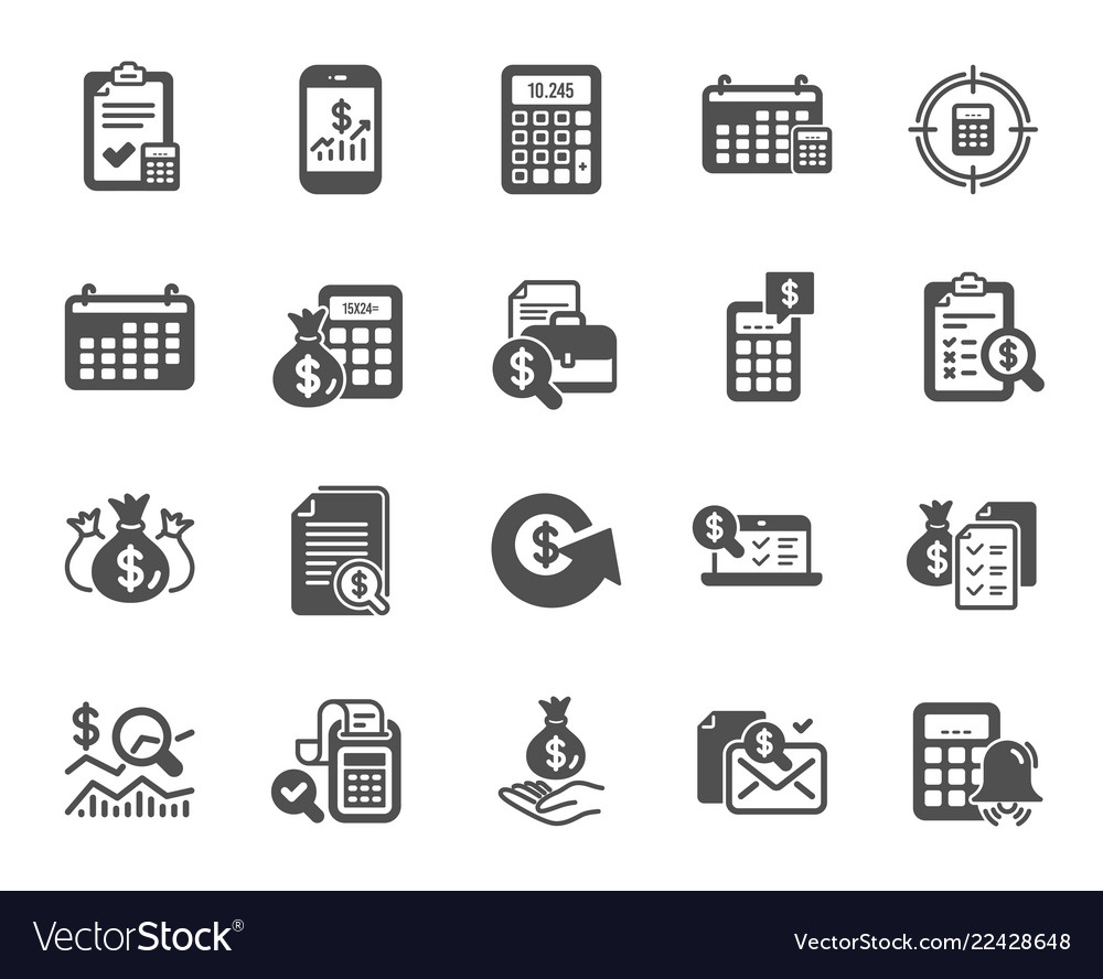 Accounting Icons Set Calculation Check Royalty Free Vector Accounting Icons Set Calculation Check Royalty Free Vector