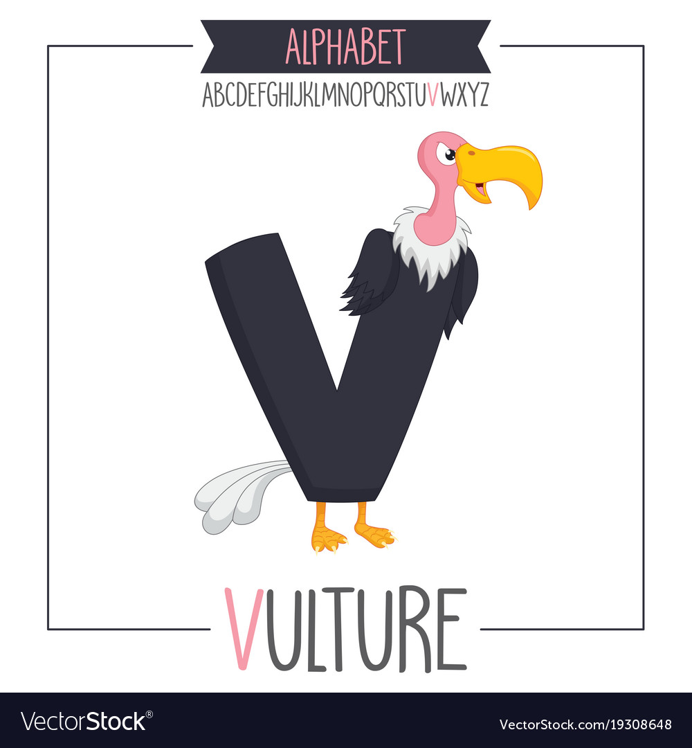 Alphabet V with Vulture