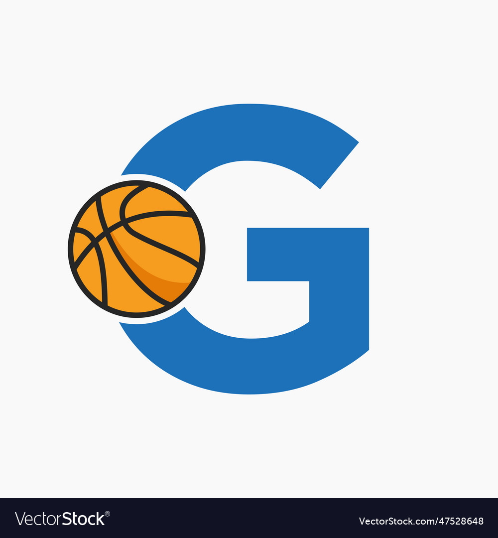 Basketball logo on letter g concept basket club Vector Image