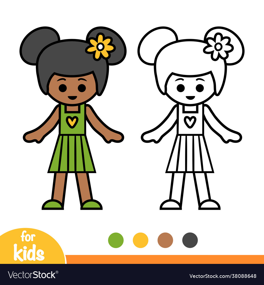 Coloring book african american girl Royalty Free Vector