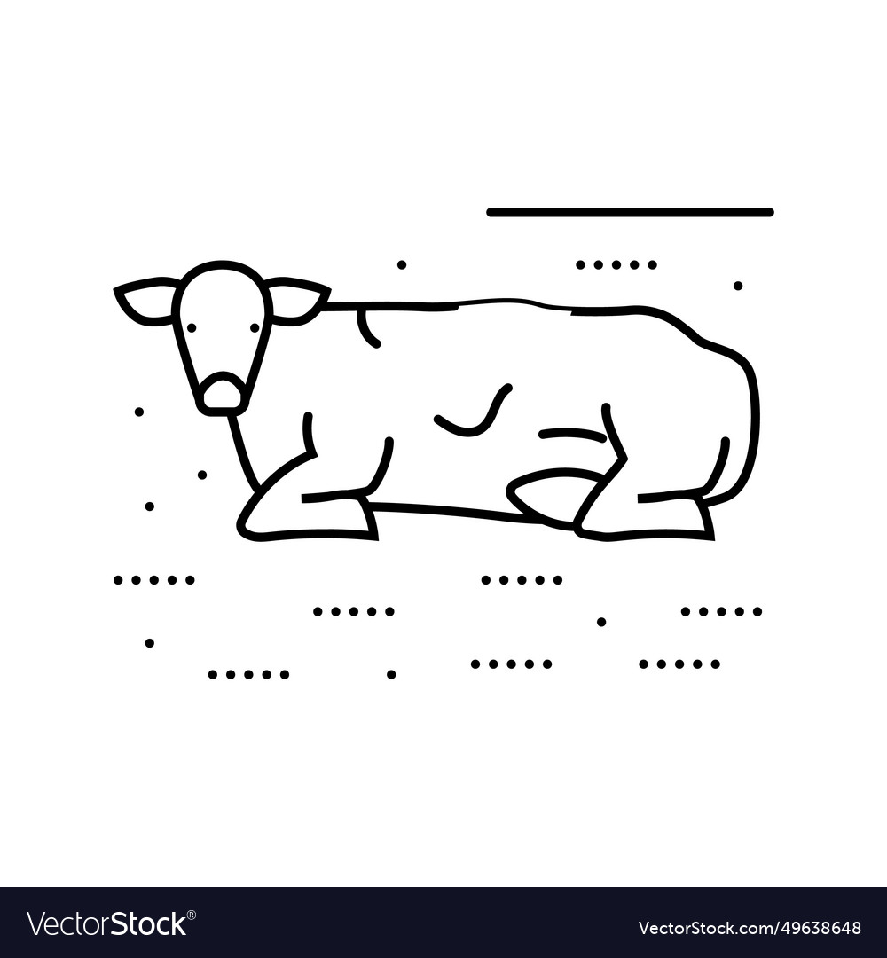 Cow lying down line icon