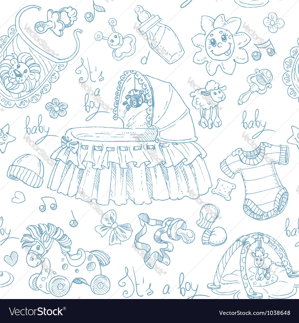 Cute Baby Boy Doodle Background