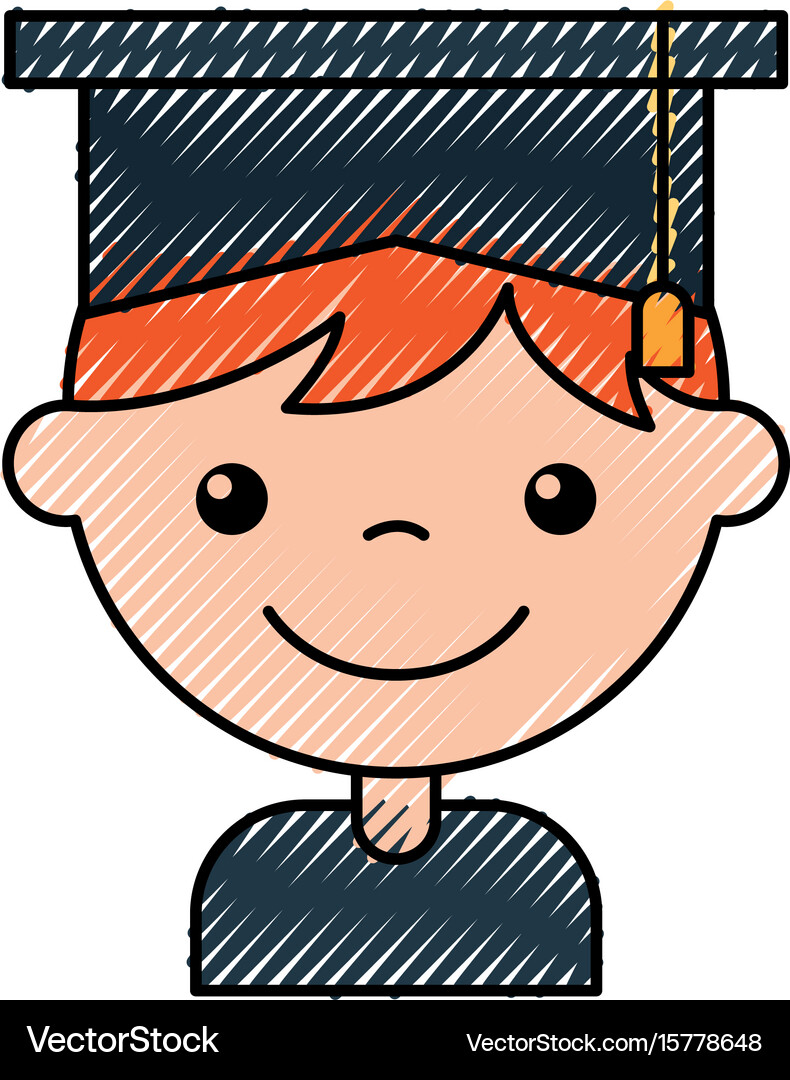 Cute boy graduated icon Royalty Free Vector Image