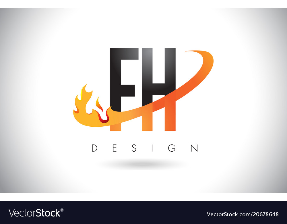 Fh f h Brief Logo mit Feuerflammen Design