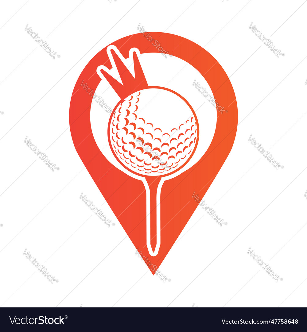 Golf ball with crown inside a shape of pin Vector Image