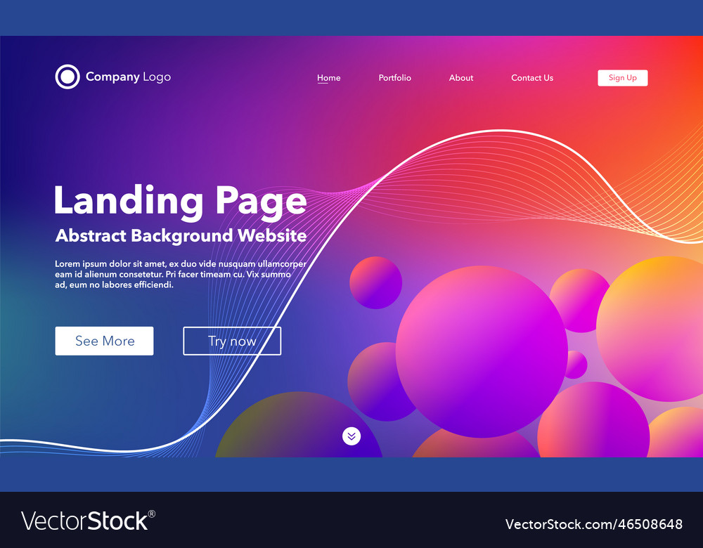 Gradient abstract wave background landing page vector image Gradient abstract wave background landing page