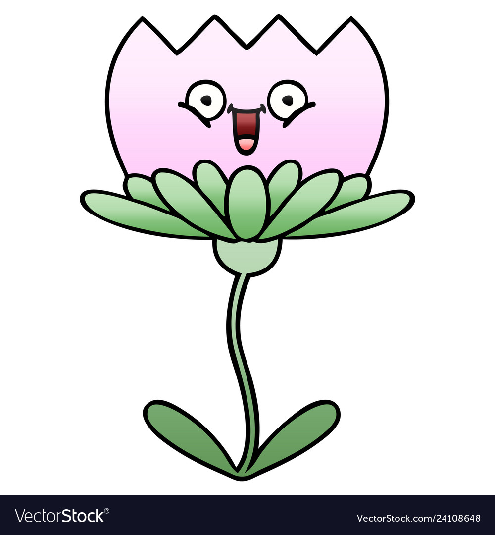 Gradient shaded cartoon flower Royalty Free Vector Image