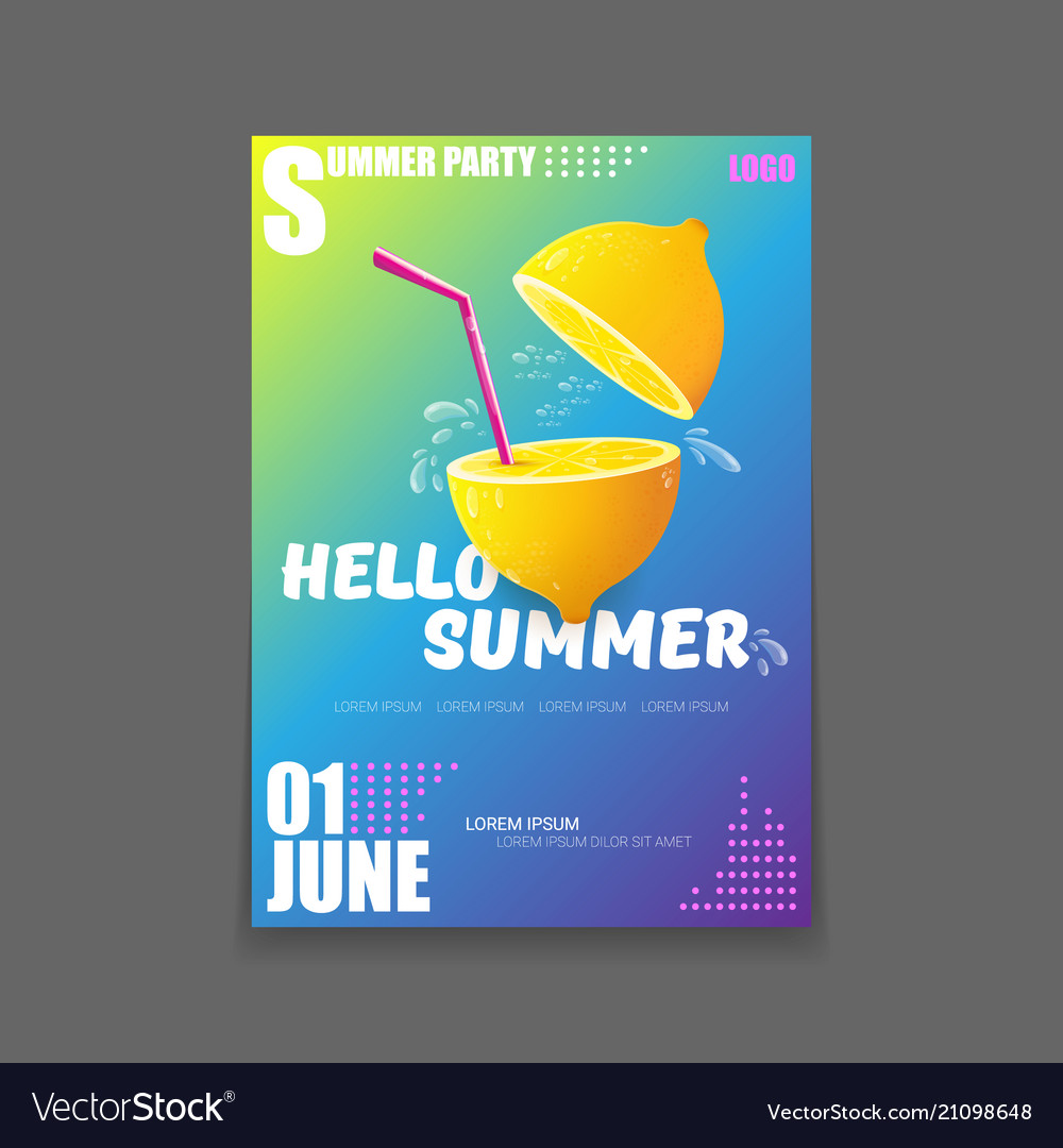 Hello summer beach party vertical a4 poster Vector Image