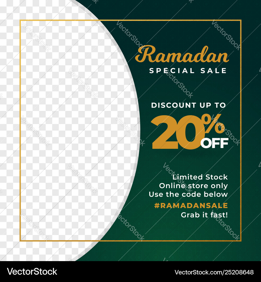 Ramadan Special Sale 20 Off Background Design Vector Image