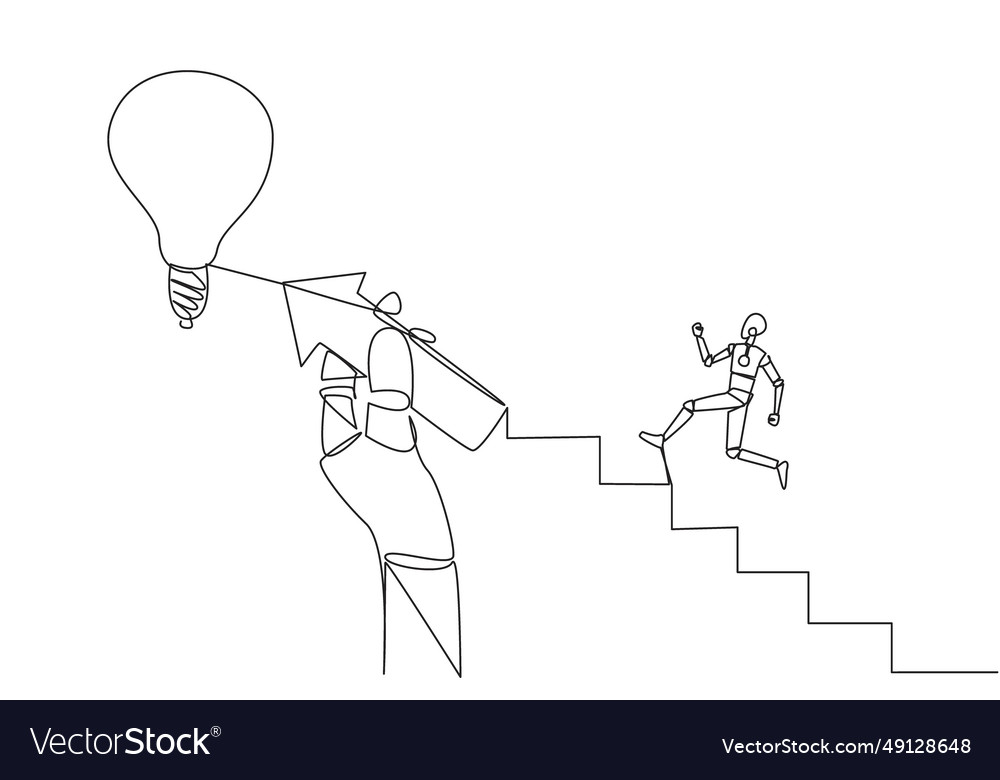 Robot Climbing Ladder with Lightbulb