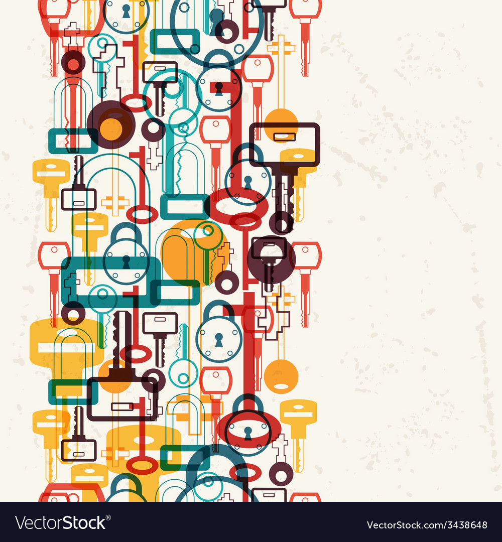 Seamless pattern with locks and keys icons
