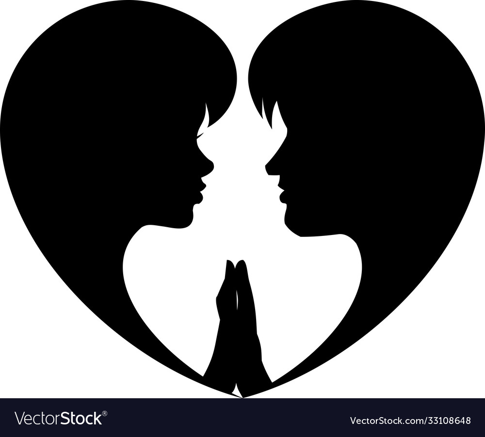 Silhouettes Two Lovers Love A Couple Man Vector Image