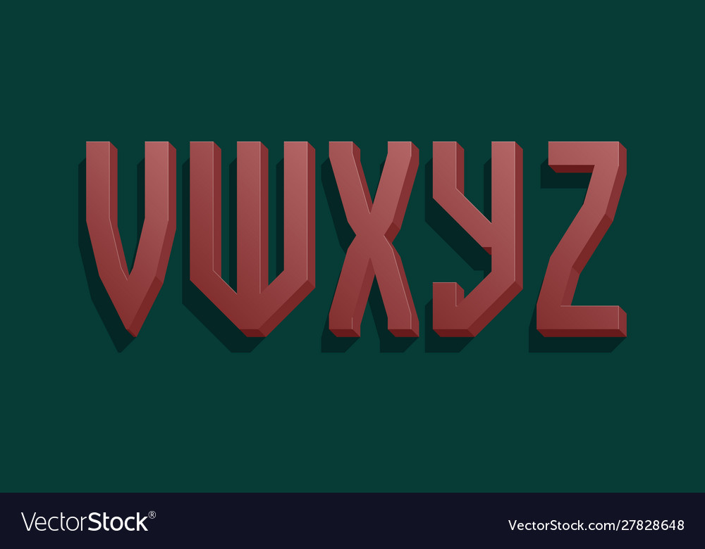 V w x y z red volumetric letters urban 3d Vector Image V w x y z red volumetric letters urban 3d