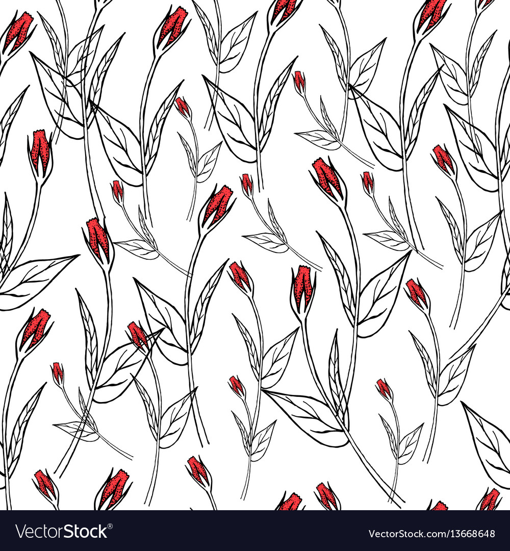 Vintage floral seamless pattern with hand drawn