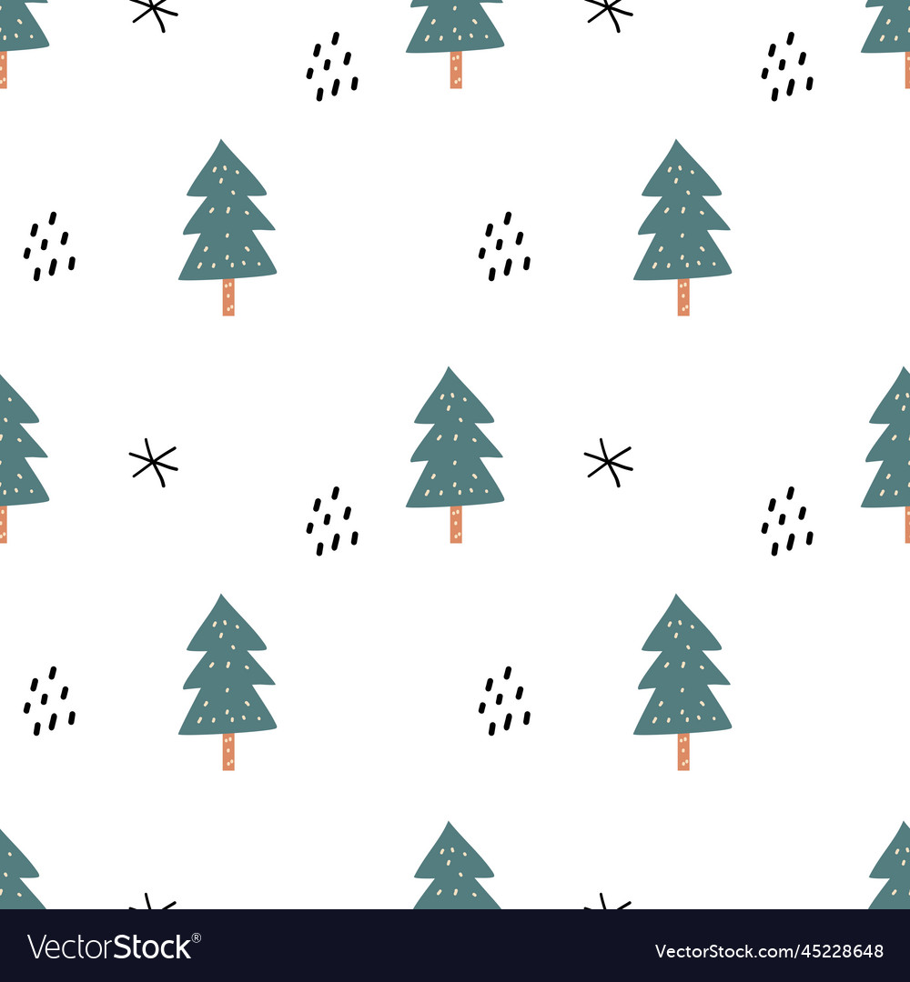 Winter trees seamless pattern repeating