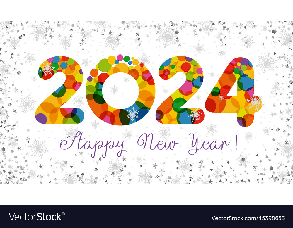 2024 Colorful Confetti Royalty Free Vector Image