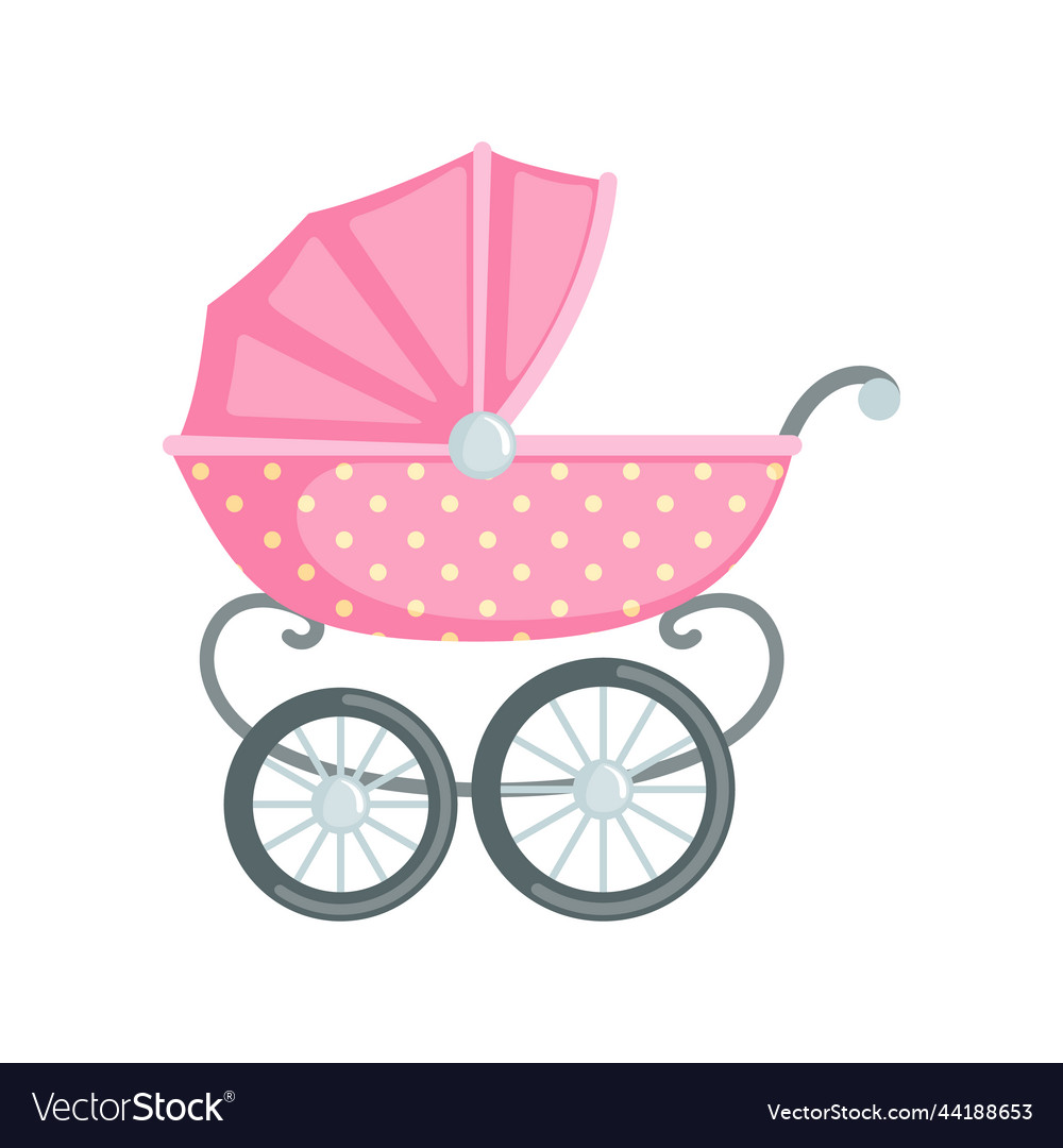 Baby carriage icon in flat style isolated on white