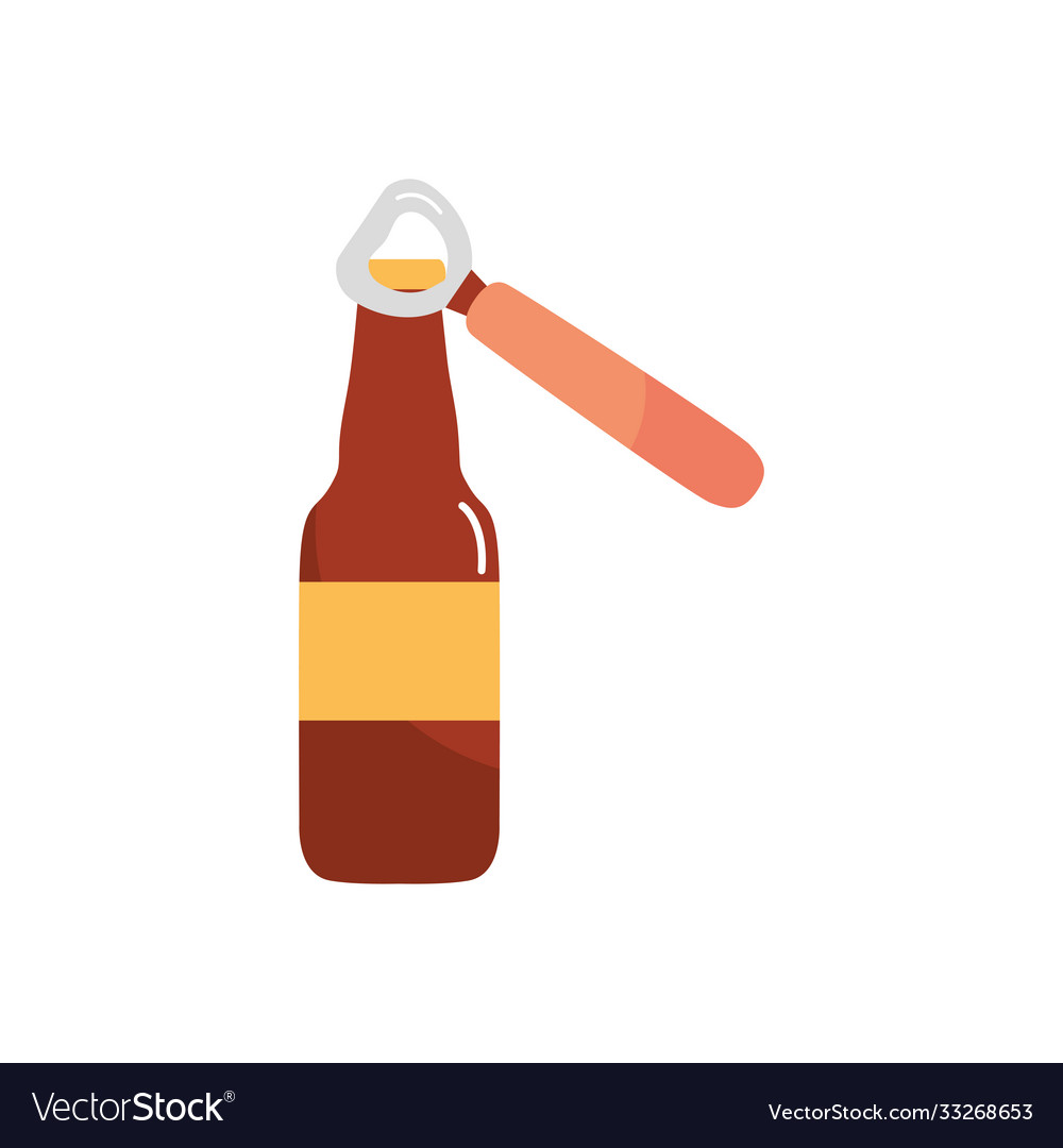 Bottle opener with beer icon flat style